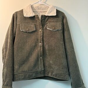 Women's Olive Utility Jacket with Sherpa Collar
